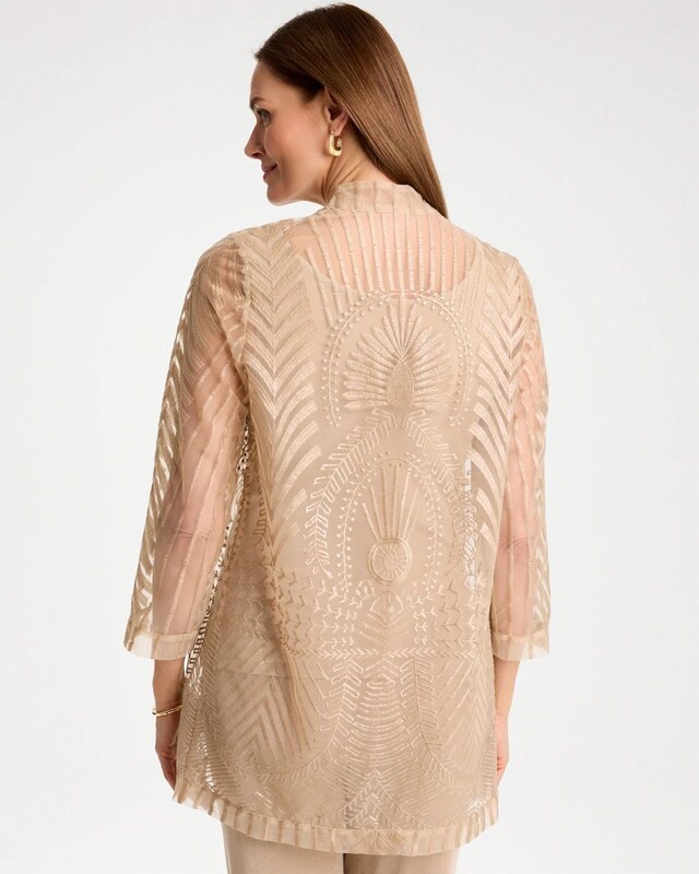Travelers Sheer Embroidered Lace Cardigan - image 3